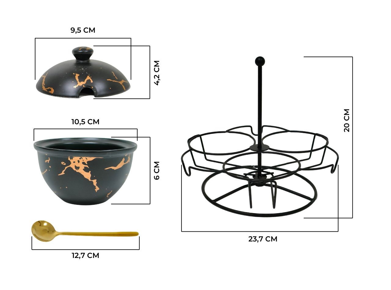 BM715 Hitam Tempat Sambal Dengan Motif Marmer
